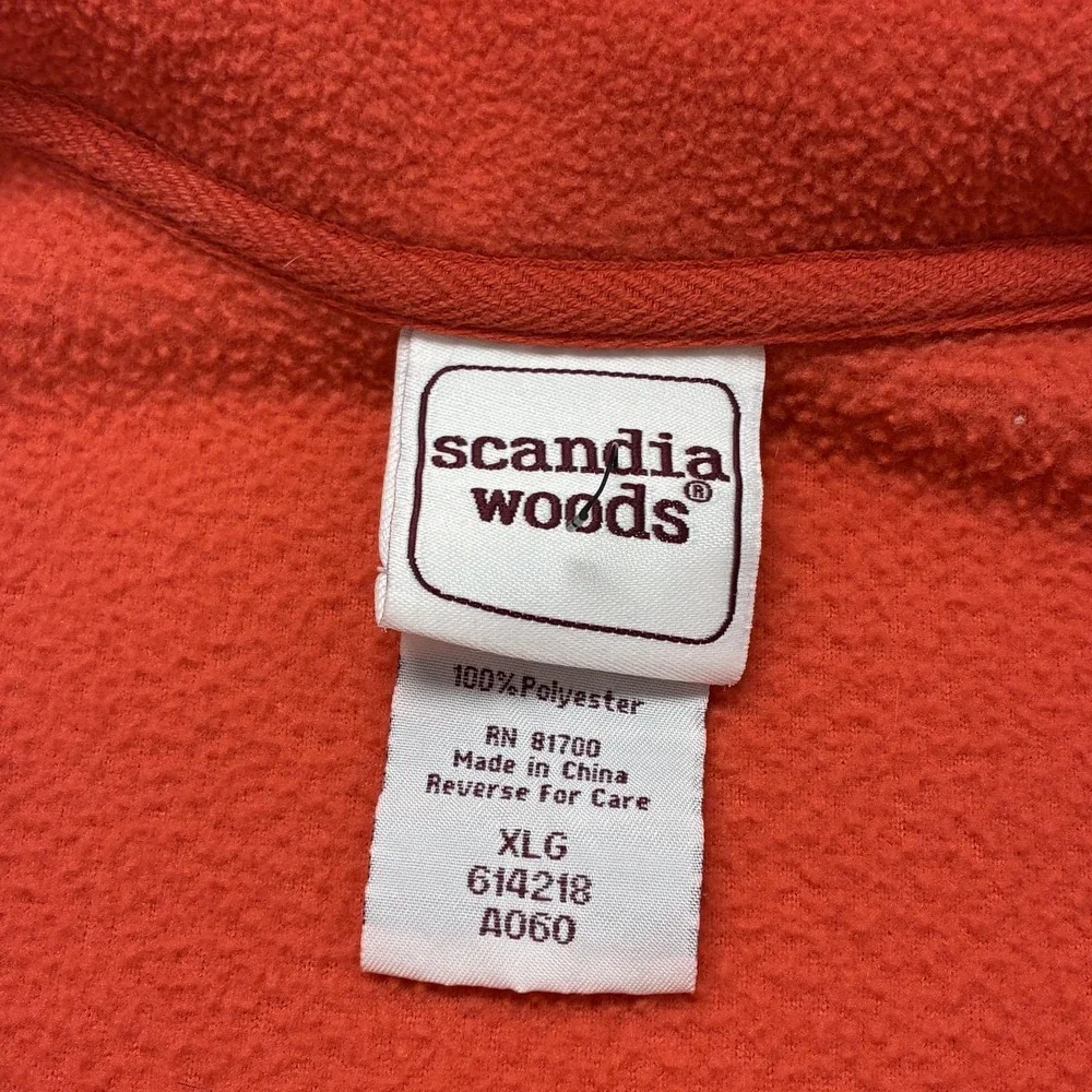 Scandia Woods Jacket Mens XL Red Fleece 1/4 Zip Pullover Stand Collar Winter